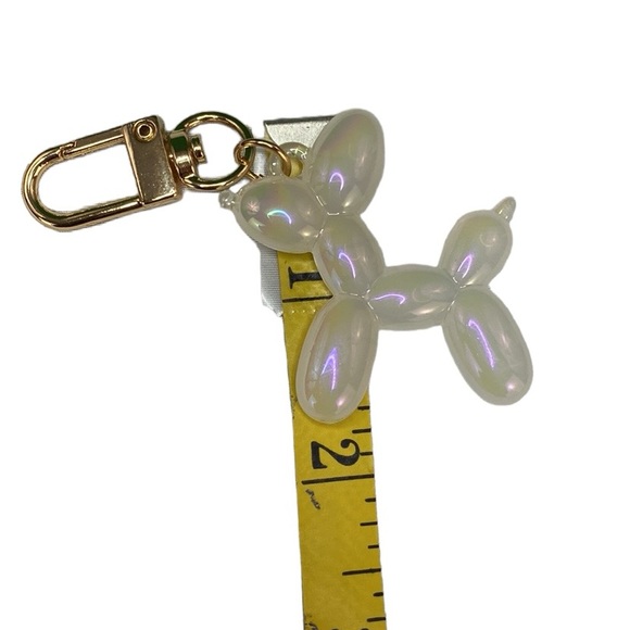 White Iridescent Multichrome Balloon Dog Bag Charm Keychain - Picture 6 of 10